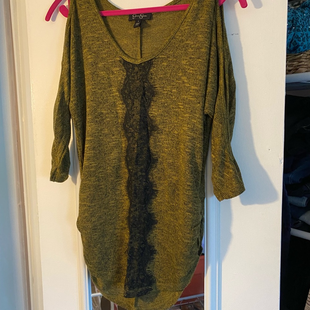 Cold shoulder top with lace detail
